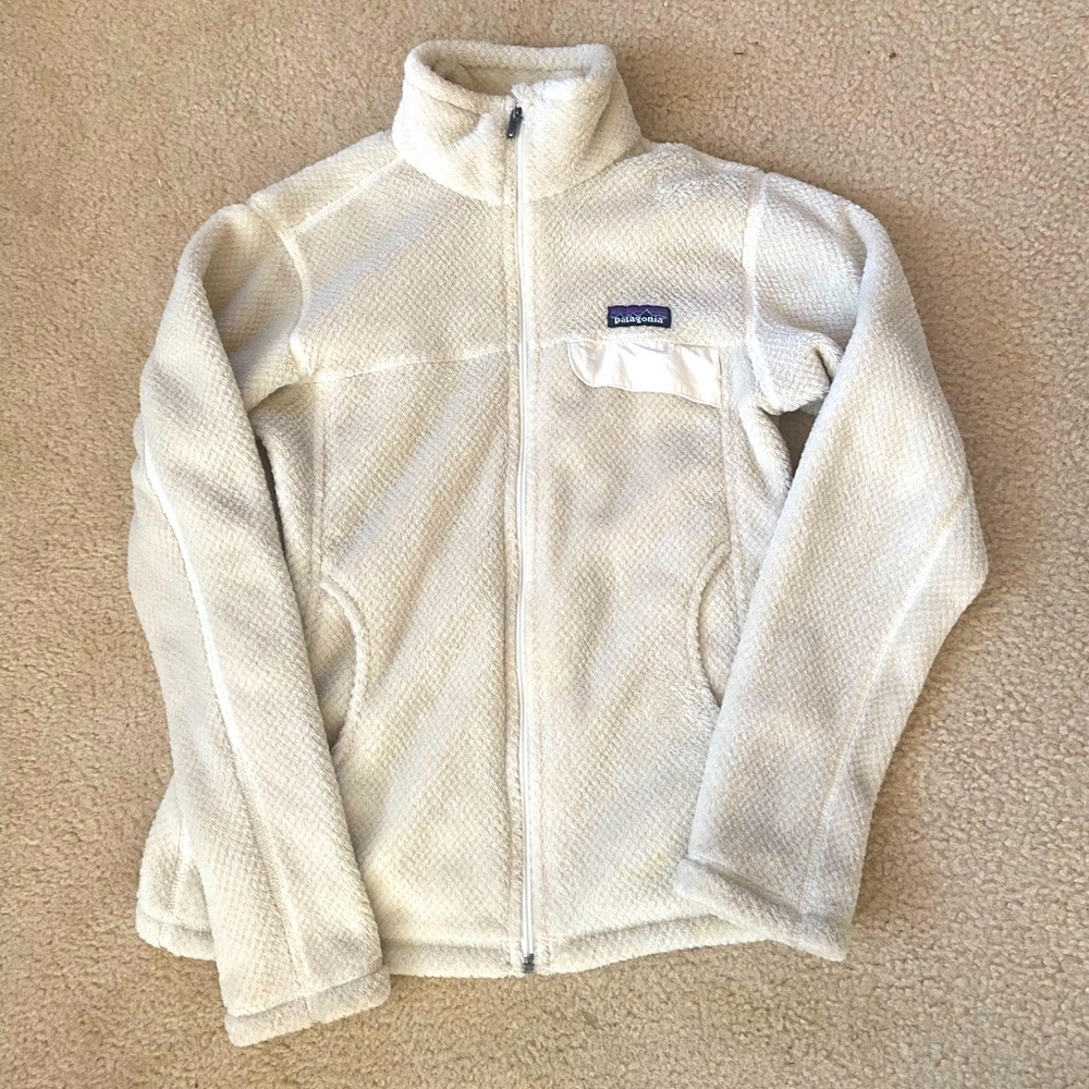 Women’s Cream Patagonia Fleece Full Zip Jacket